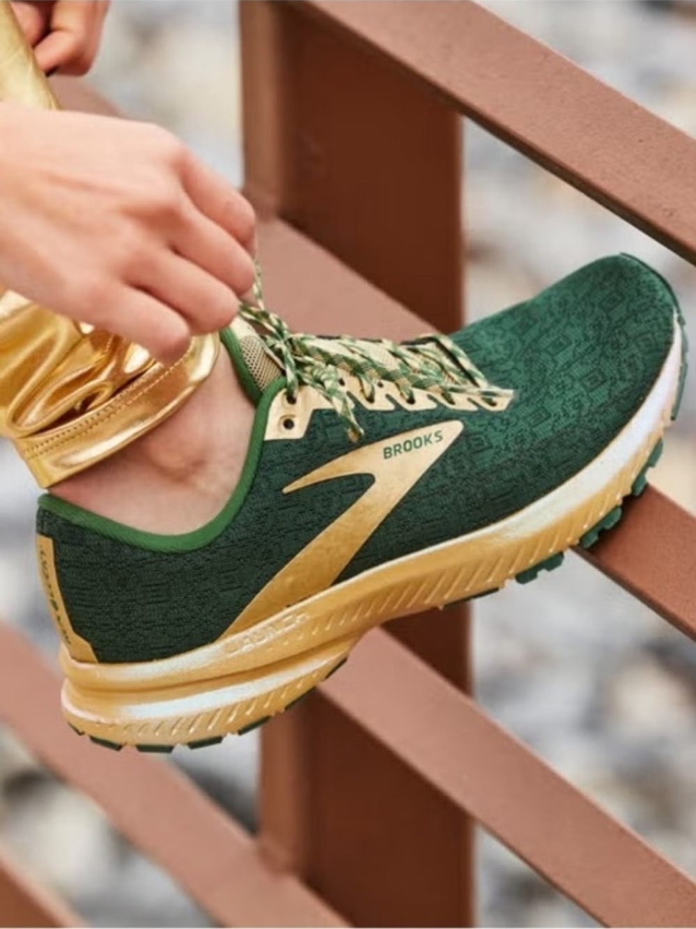 Brooks Women’s Green and Gold Running Sneakers
